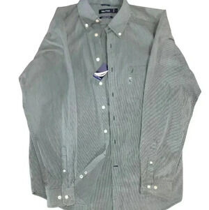 Nautica long-sleeved short style WR0468 Sanded poplin pinstriped shirt. Large